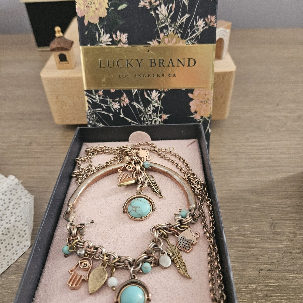 Lucky Brand Gold and Turquoise Charm Bracelet